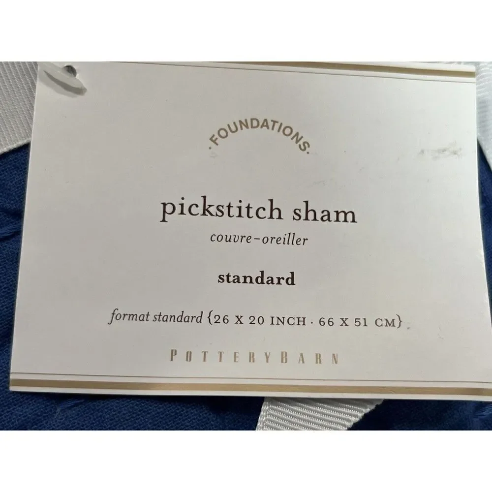 Pottery Barn Pickstitch pick-stitch Standard‎ Single 1 Sham Blue 26 